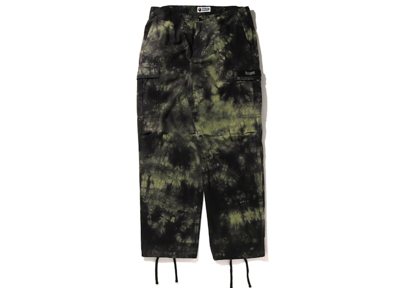 Pre-owned Bape Men's  Tie Dye Relaxed Fit 6 Pocket Pants In Black