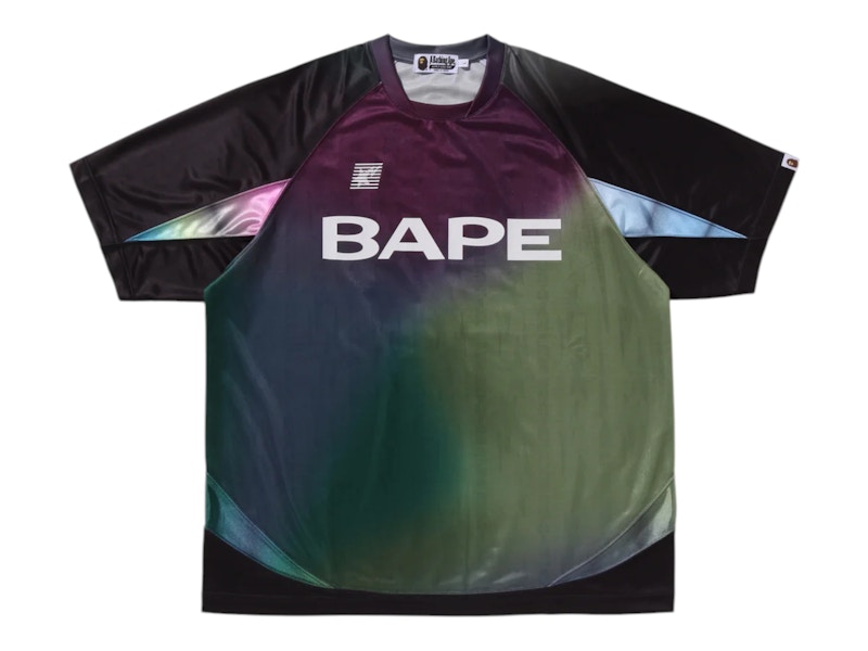 BAPE Tie Dye Sta Stripe Pattern Relaxed Fit Football Jersey Black
