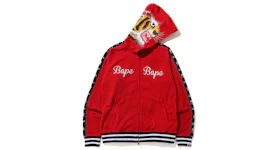 BAPE Tiger Jersey Full Zip Hoodie Red