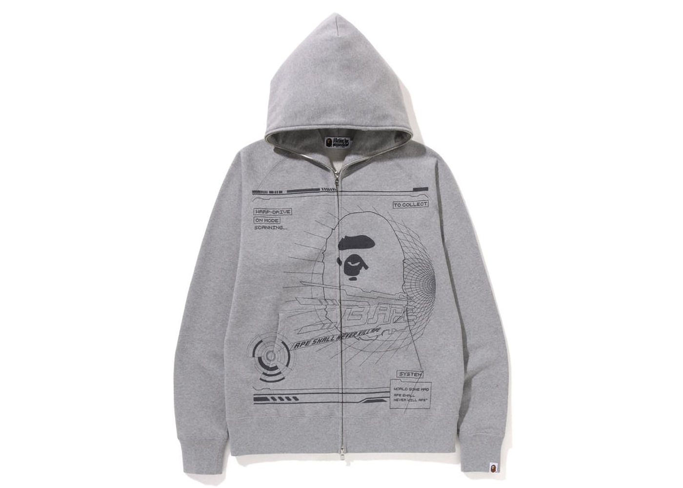 BAPE To Collect Overprinted Full Zip Hoodie Grey Men's - SS23 - GB