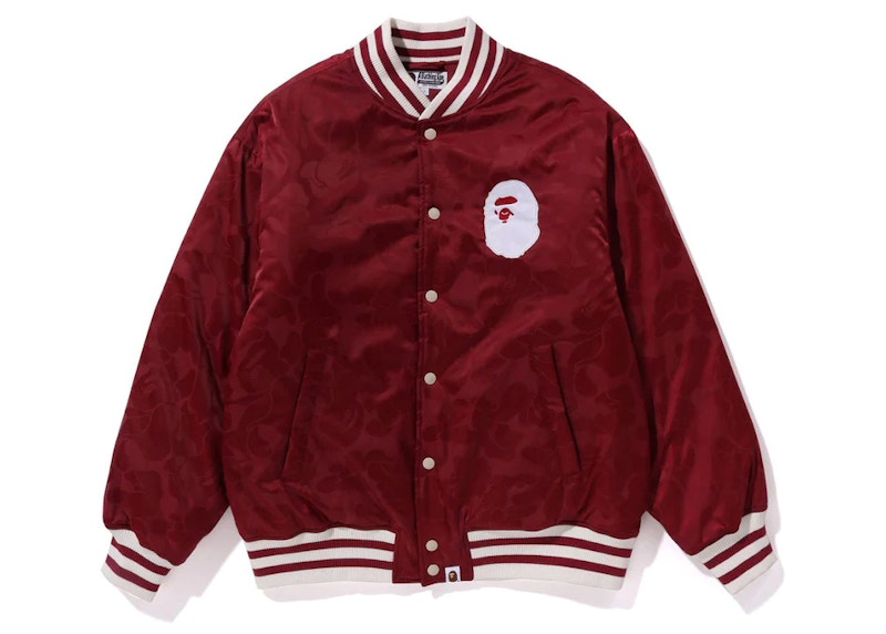 Bape varsity hot sale jacket red