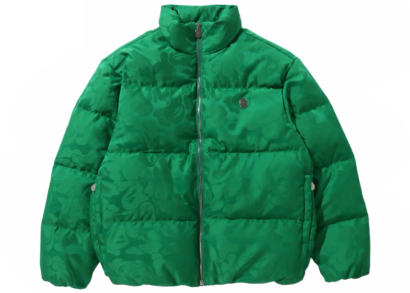 BAPE Tonal Solid Camo Puffer Down Jacket Green Men's - FW23 - US