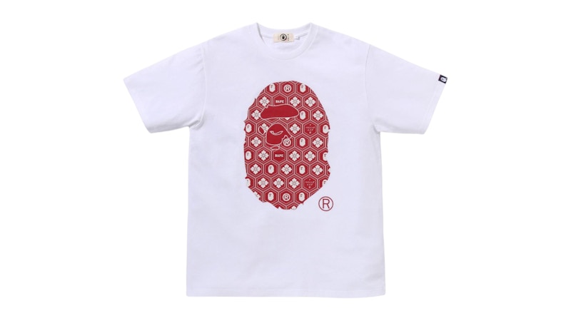 BAPE Traditional Japanese Pattern Ape Head Tee White/Red