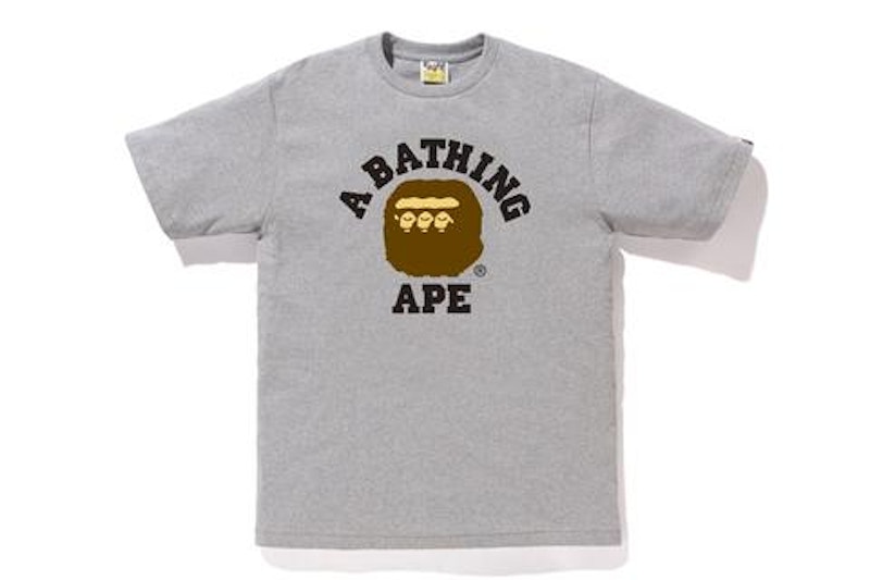 BAPE Triple College Tee Grey