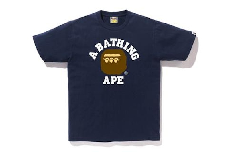 BAPE Triple College Tee Navy