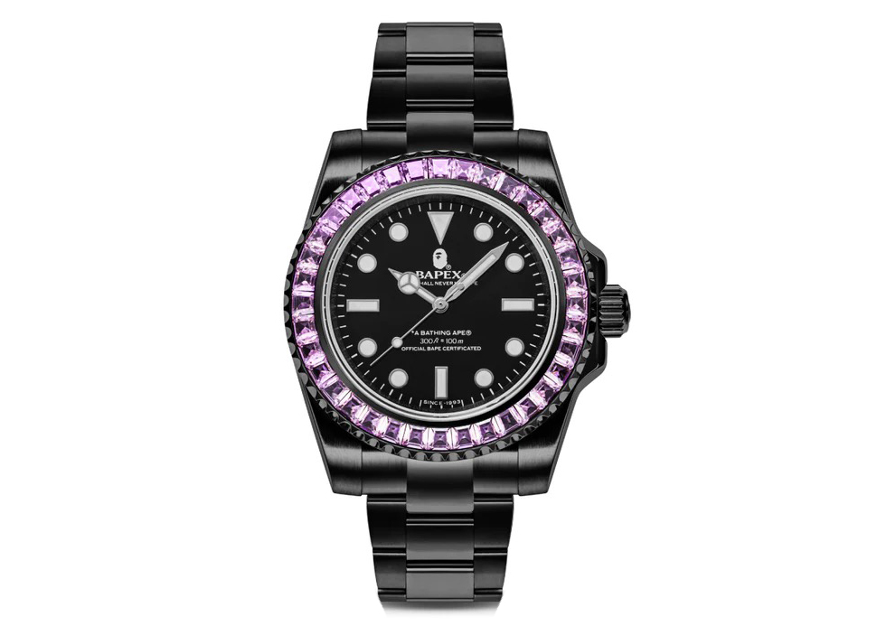 BAPE Type 1 BAPEX Crystal Stone Watch Pink
