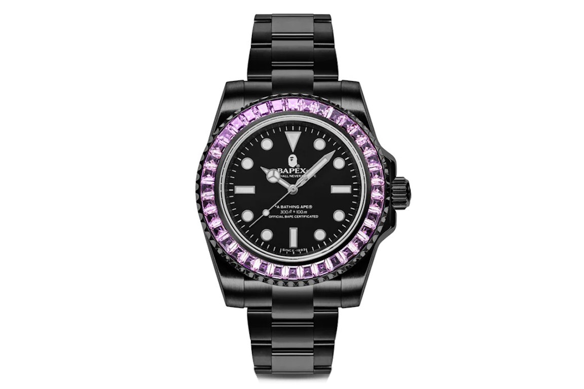 Pre-owned Bape Type 1 X Crystal Stone Watch Pink