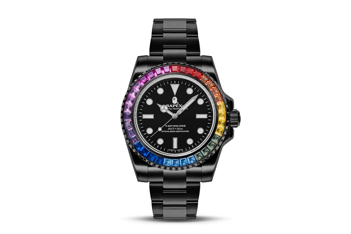 Pre-owned Bape Type 1 X Crystal Stone Watch Black