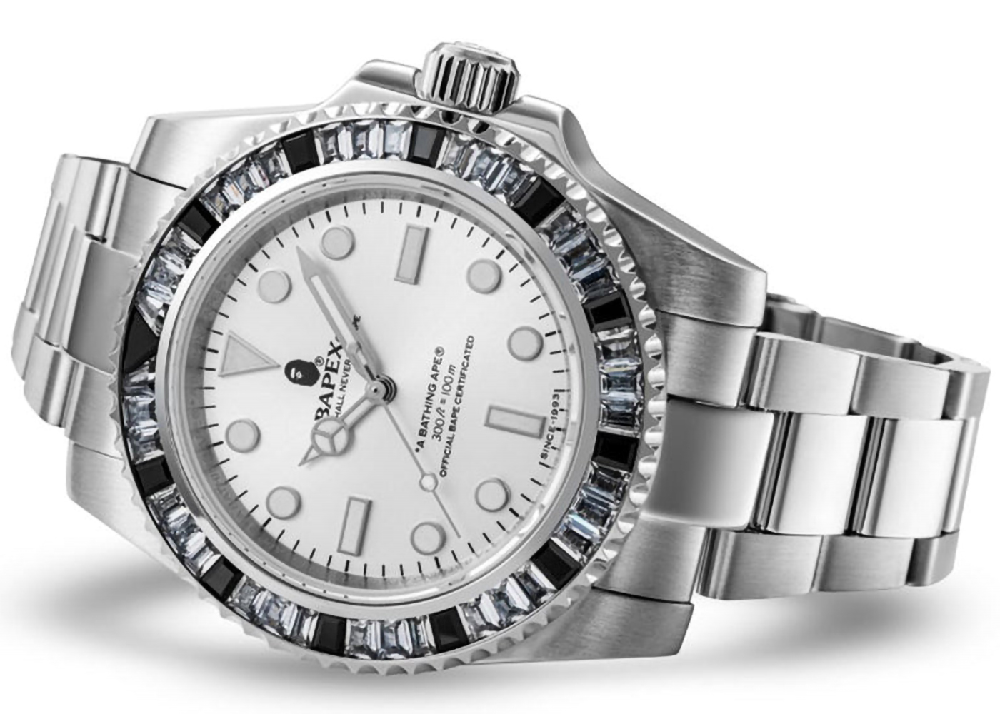 BAPE Type 1 Bapex Crystal Stone Watch Silver White 男装- SS23 - CN