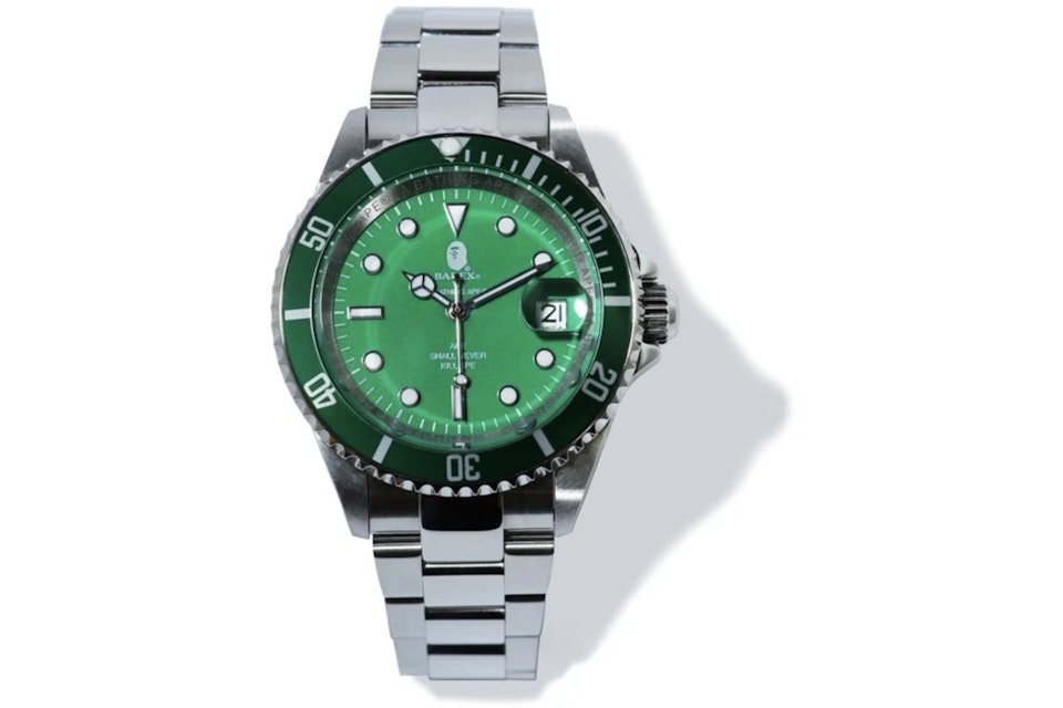 BAPE Type 1 Bapex Watch Silver/Green -