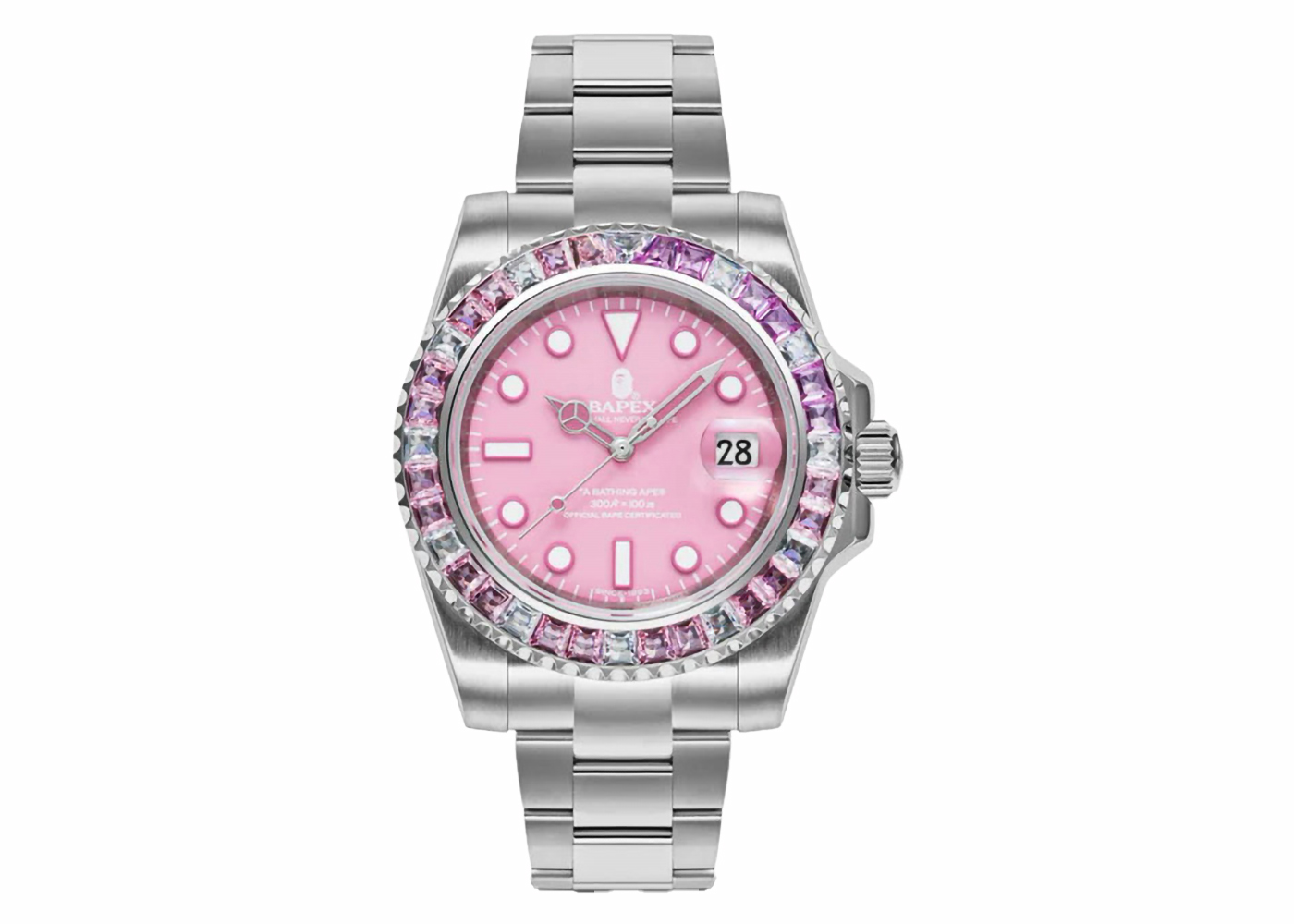 BAPE Type 1 Crystal Stone BAPEX Watch Pink