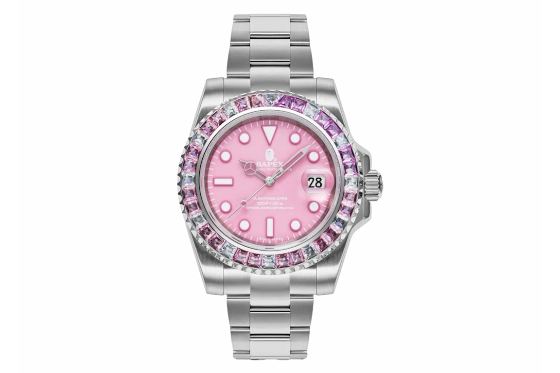 Pre-owned Bape Type 1 Crystal Stone X Watch Pink