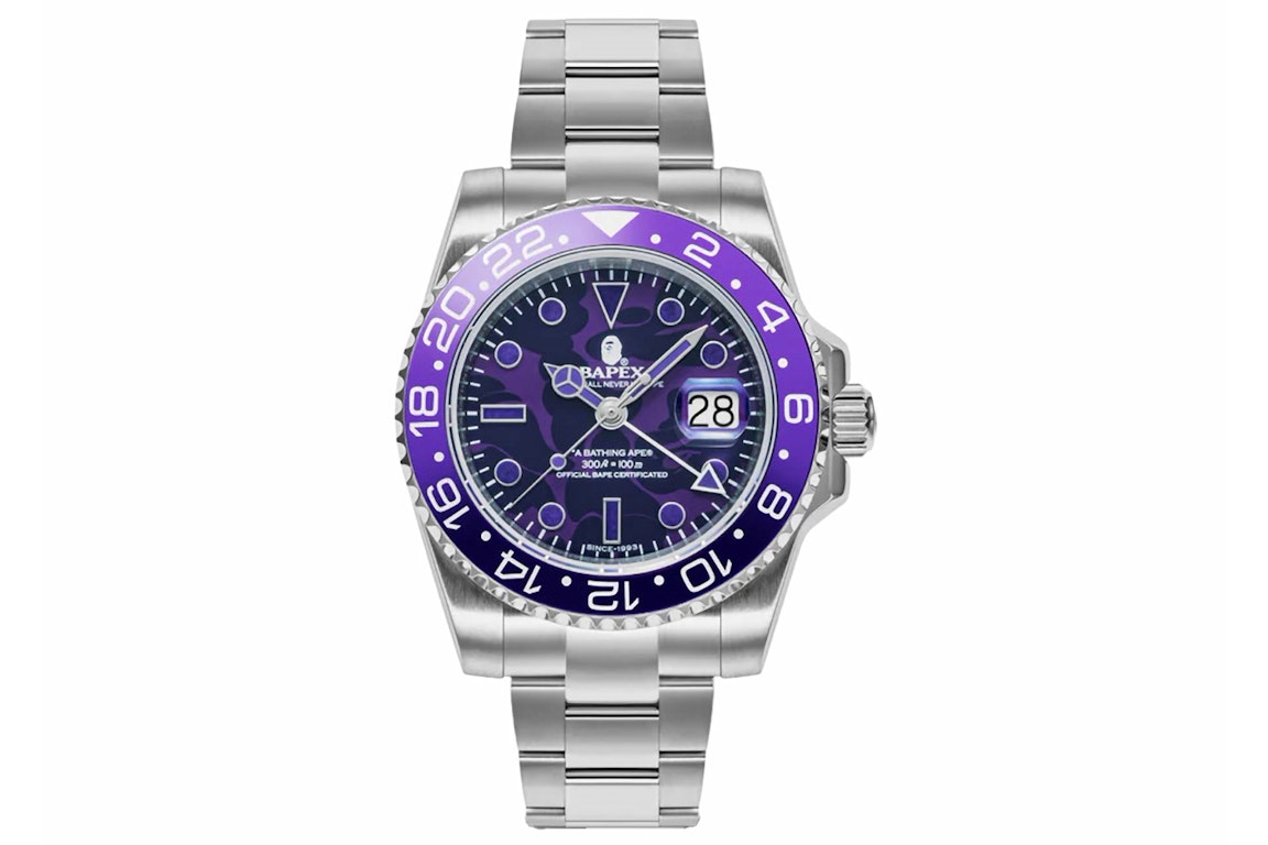 Pre-owned Bape Type 2 X Color Camo Watch Purple
