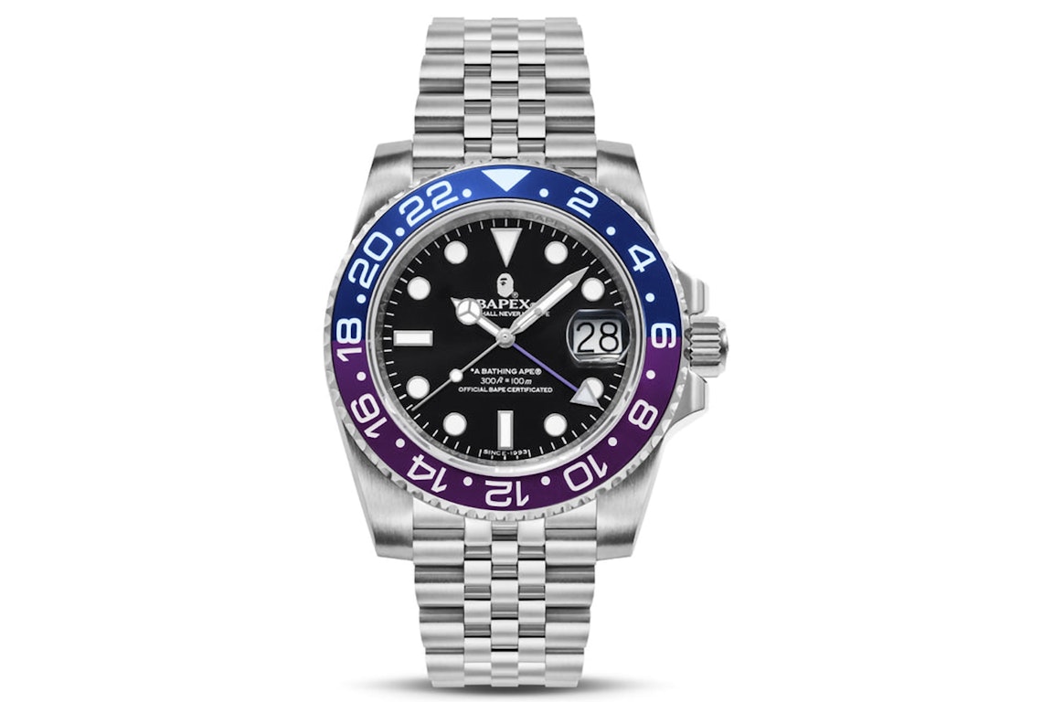 Pre-owned Bape Type 2 X #1 Watch Silver/blue/purple