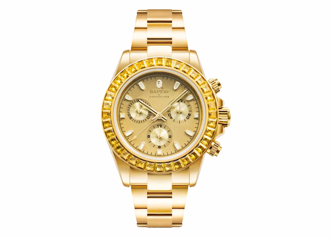 Pre-owned Bape Type 4 X Crystal Stone Gold Watch Gold