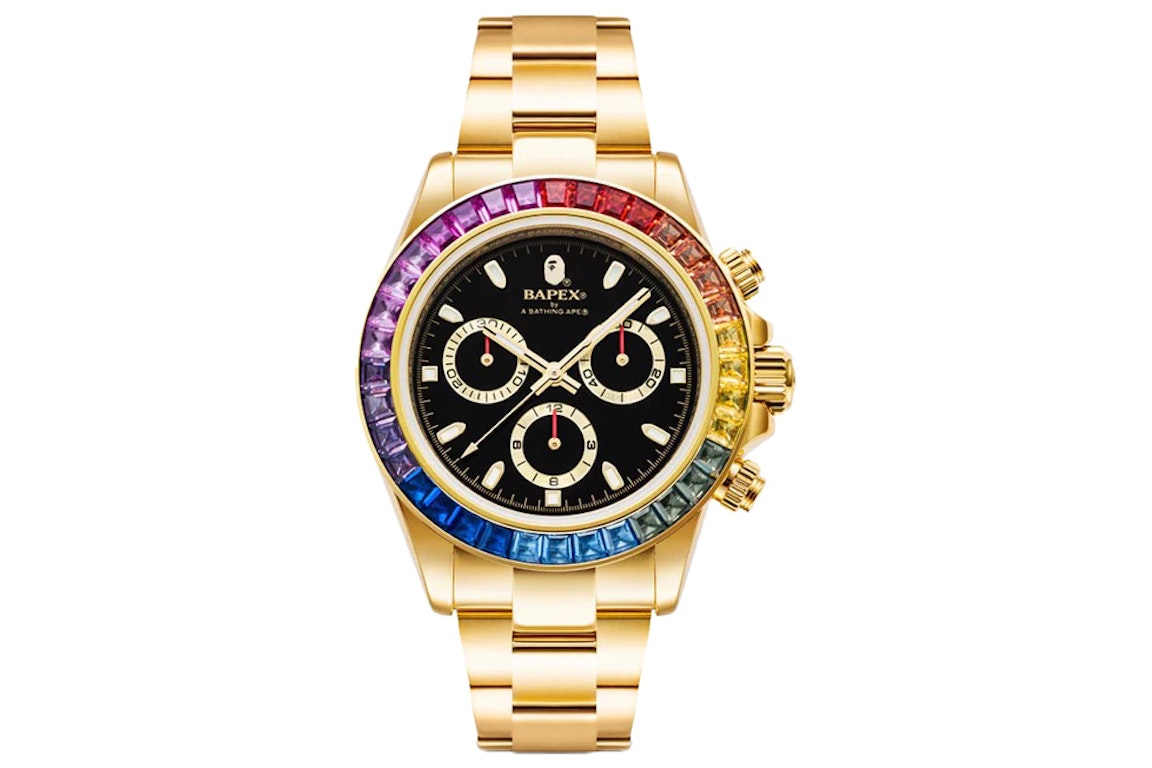 Pre-owned Bape Type 4 X Crystal Stone Watch Gold