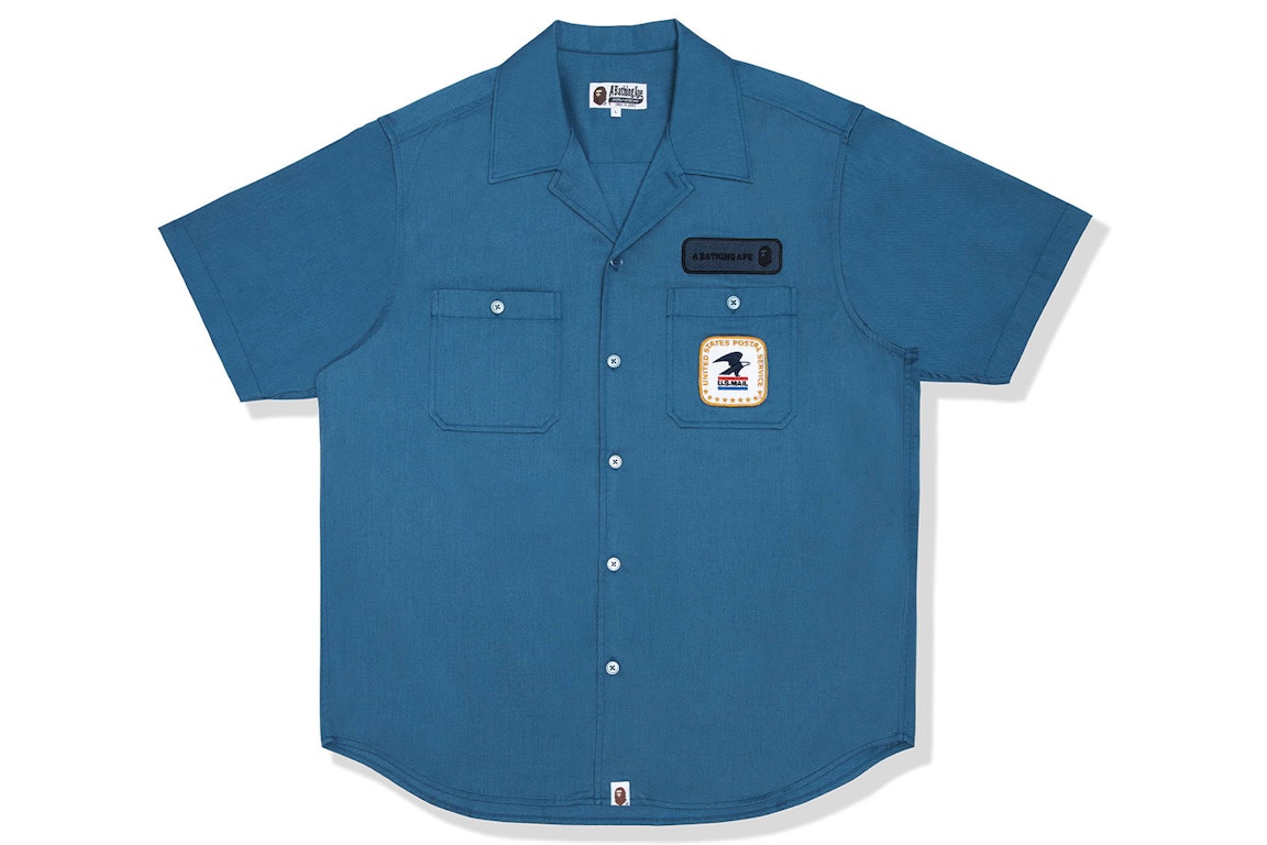 Pre-owned Bape Usps Shirt Blue