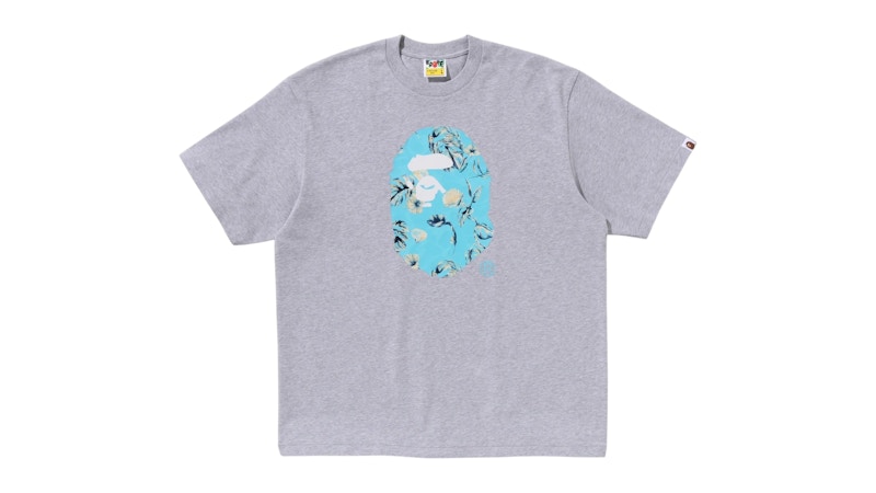 ◆BAPE◆ Vacation Pattern Ape Head Relaxed T-Shirt M GRAY 00 BAPE Vacation Pattern Ape Head Relaxed Fit Tee Gray Men's