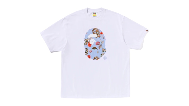 ◆BAPE◆ Vacation Pattern Ape Head Relaxed T-Shirt M WHITE 0 BAPE Vacation Pattern Ape Head Relaxed Fit Tee White Men's