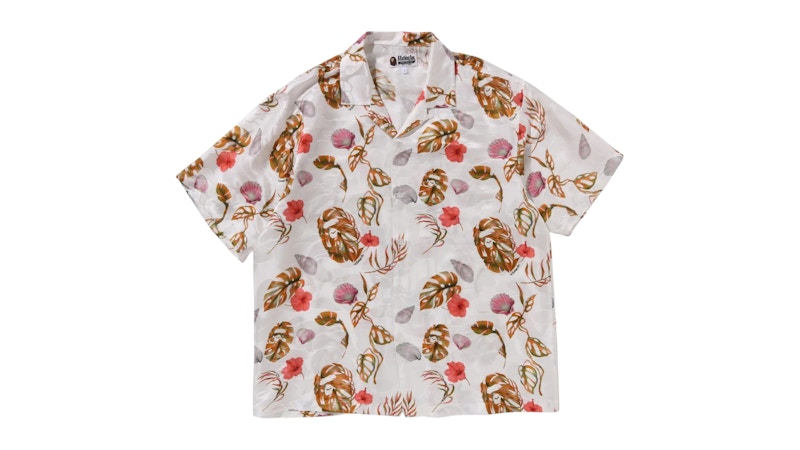 BAPE Vacation Pattern Open Collar SS Shirt White