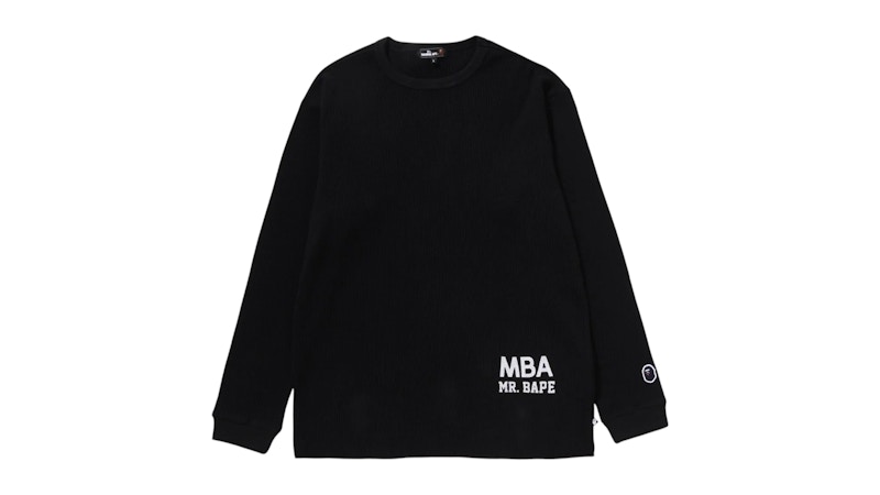BAPE Waffle Basic L/S Tee Black