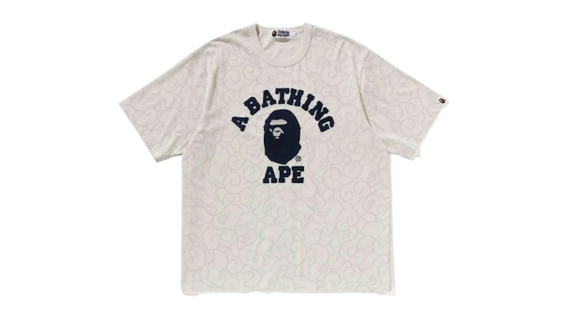 BAPE Washed Cloud Camo College Relaxed Fit Tee Ivory