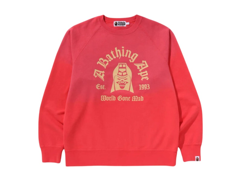 BAPE Felpa Effetto Lavato Rosso
