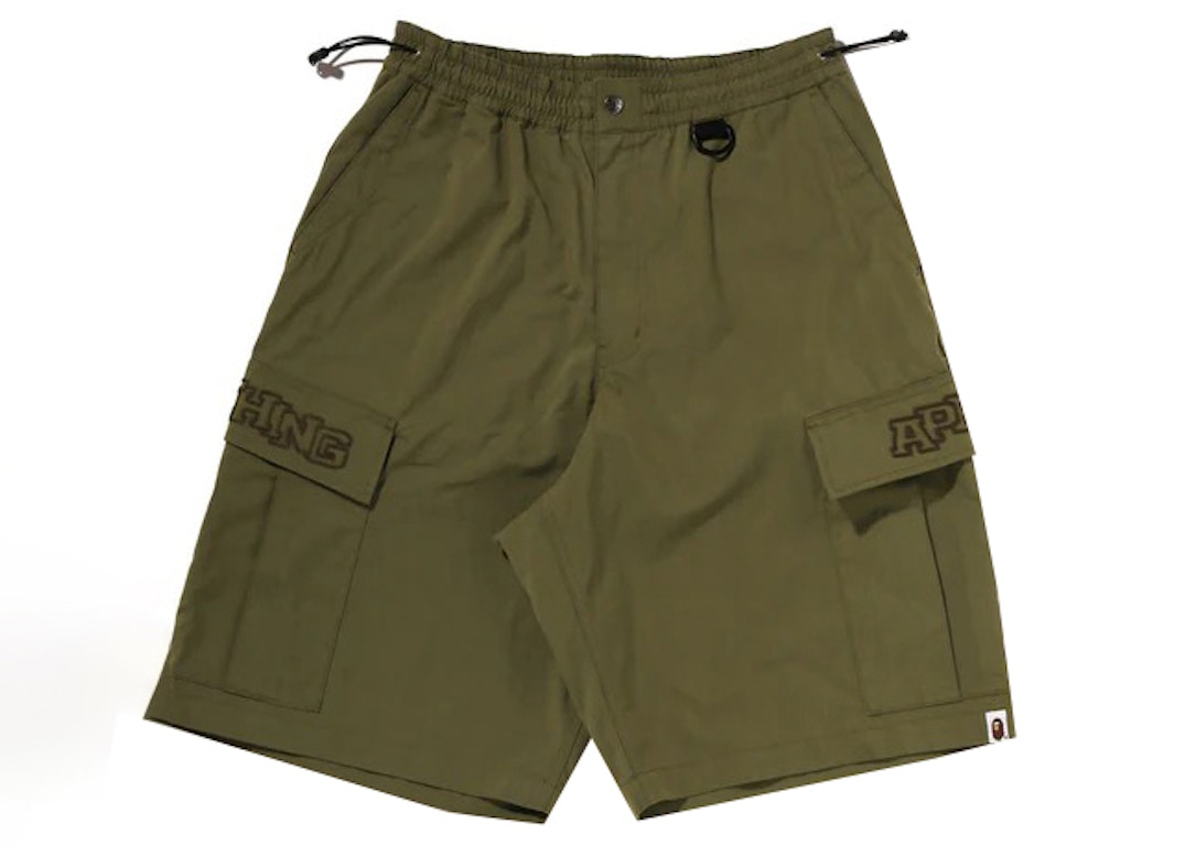 Pre-owned Bape Wide Cargo Shorts Olivedrab