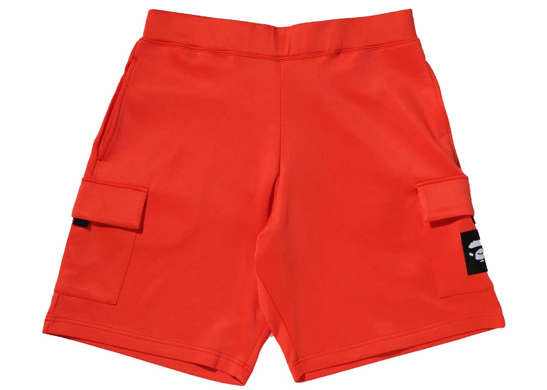 Pre-owned Bape Wide Fit Double Knit Shorts Orange