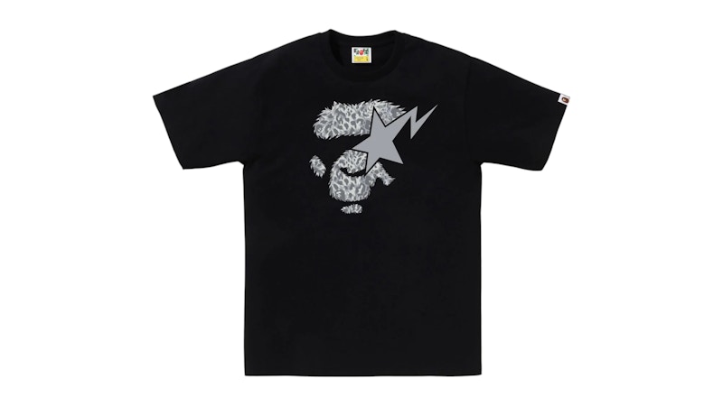 BAPE Wild Leopard Pattern Ape Face Sta Tee Black Men's SS25 US