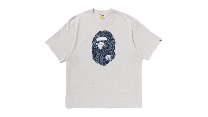 BAPE Wild Leopard Pattern Ape Head Relaxed Fit Tee Grey