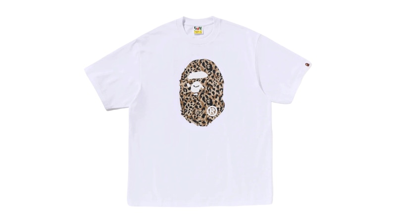 BAPE Wild Leopard Pattern Ape Head Relaxed Fit Tee White