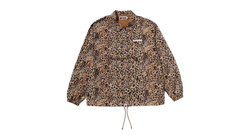 BAPE Wild Leopard Pattern Coach Jacket Beige Men's - SS25 - US