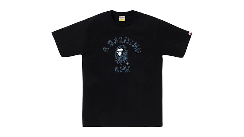 BAPE Wild Leopard Pattern College Tee Black/Navy Men's SS25 US
