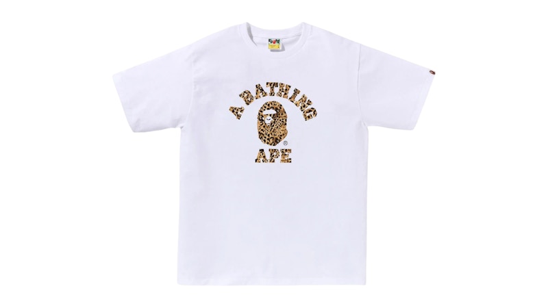 BAPE Wild Leopard Pattern College Tee White/Beige Men's SS25 US