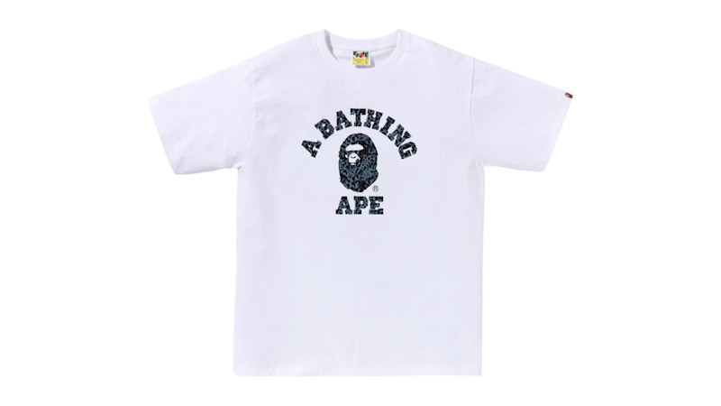 T-shirt universitaria BAPE Wild Leopard Pattern Bianca/Navy