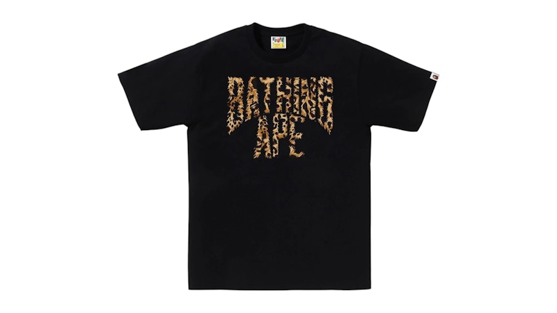 BAPE Wild Leopard Pattern NYC Logo Tee Black/Beige Men's