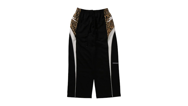 Pre-owned Bape Men's Wild Leopard Pattern Oversized Fit Track Pants In Black
