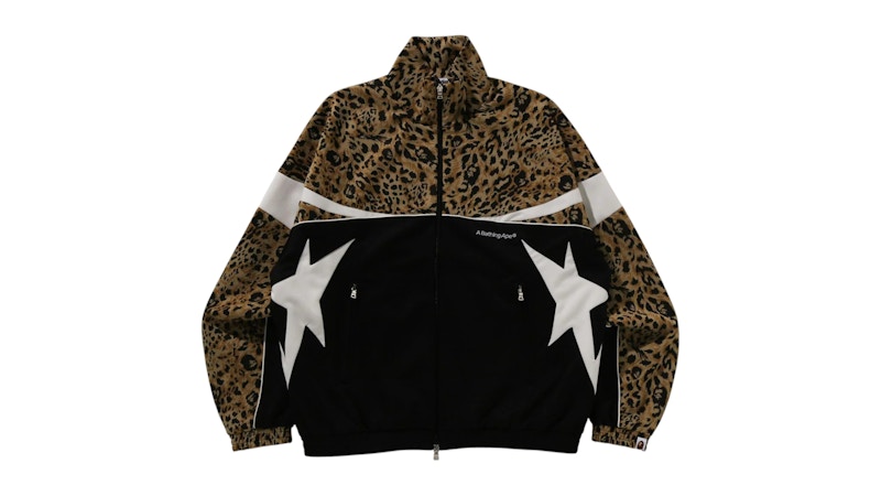 BAPE Wild Leopard Pattern Relaxed Fit Track Jacket Black Men's