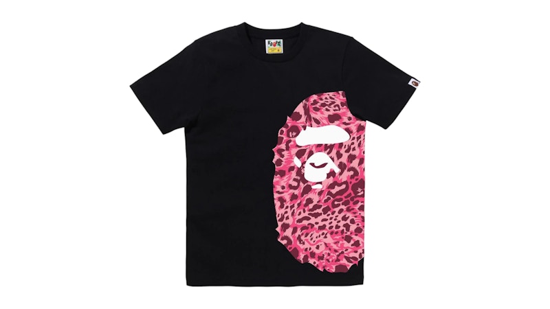 BAPE Wild Leopard Pattern Side Big Ape Head Tee Black/Pink