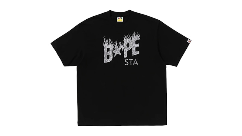 BAPE Wild Leopard Pattern Sta Logo Relaxed Fit Tee Black