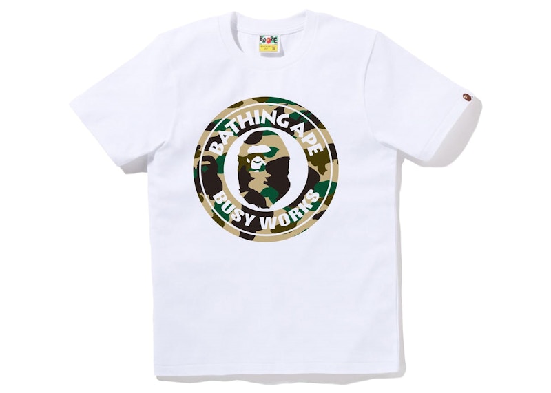 Pre-owned Bape Women's 1st Camo Busy Works Tee Shirt In Black Yellow In Multi