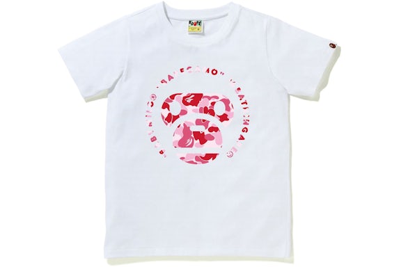 BAPE Womens ABC Camo Milo Head Tee White Pink