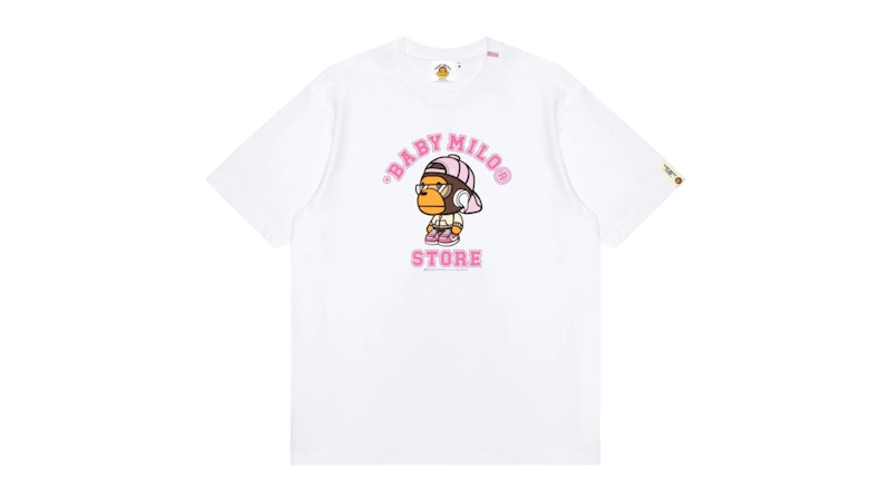 Pre-owned Bape Women's Baby Milo Graphic Print I Tee Shirt (ss25) In White