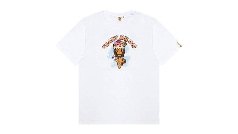 Pre-owned Bape Women's Baby Milo Ice Cream Tee Shirt In White