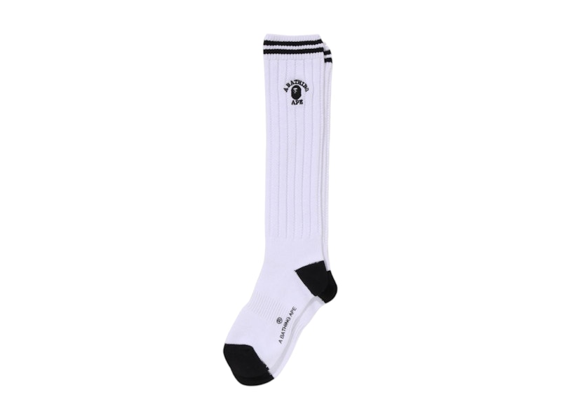 Pre-owned Bape Women's College Loose Socks In White