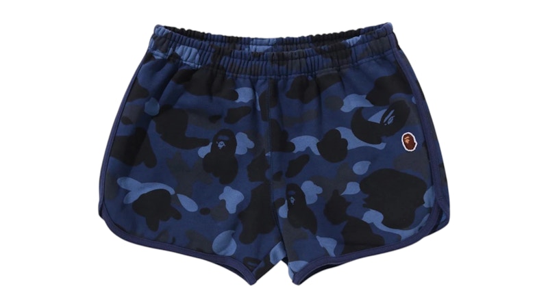 Pre-owned Bape Women's Camo Sweat Shorts In Blue