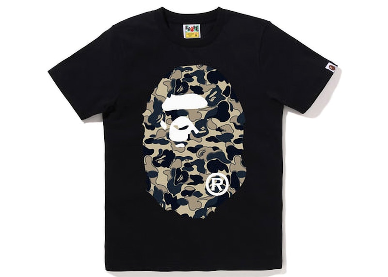BAPE Womens Cookie Camo 2 Big Ape Head Tee Black Beige