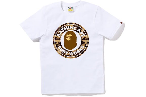 BAPE Womens Cookie Camo 2 Busy Works Tee White Brown
