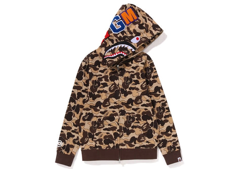 BAPE Womens Cookie Camo 2 Shark Full Zip Hoodie Brown - SS23 - US